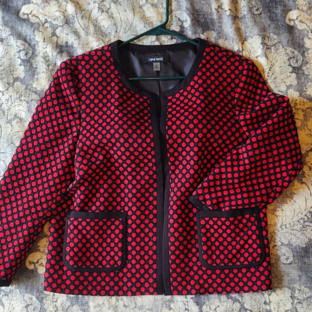 Nine West Black & Red Knit Jacket